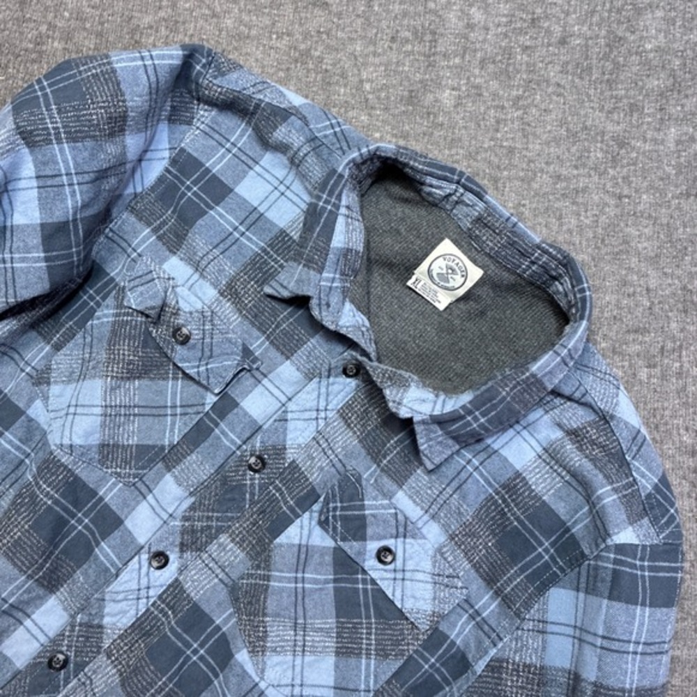 Voyager Flannel Shirt Jacket Mens XL Blue‎ Plaid Waffle Lined Heavyweight Warm